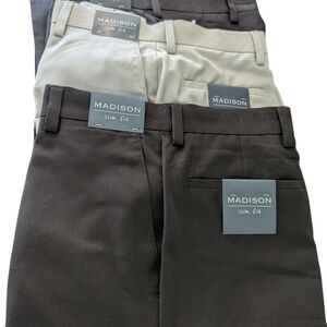 Madison Slim Fit Men's Trousers - Gray Brown, Brown And Cream. 3 Pair Bundle!